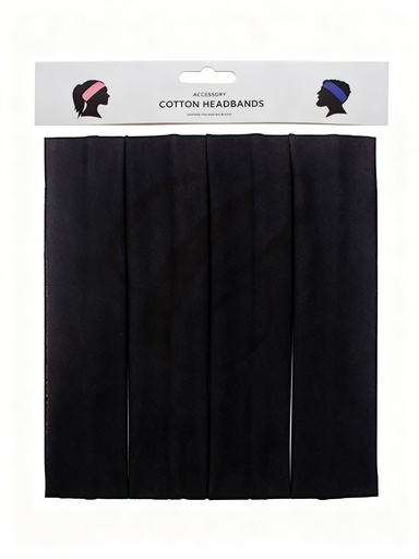 [RHW-0419B] BANDANA 9CM NEGRA LISA X4