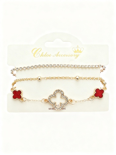 [RBT-2247R6] PULSERA CADENA TREBOL X3
