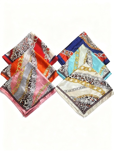 [SCA-311] PAÑOLETA SEDA ANIMAL PRINT CON CADENA 50X50CM  