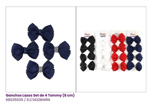 [ELC1432BWRN] GANCHOS LAZO SET DE 4 ESCOLAR